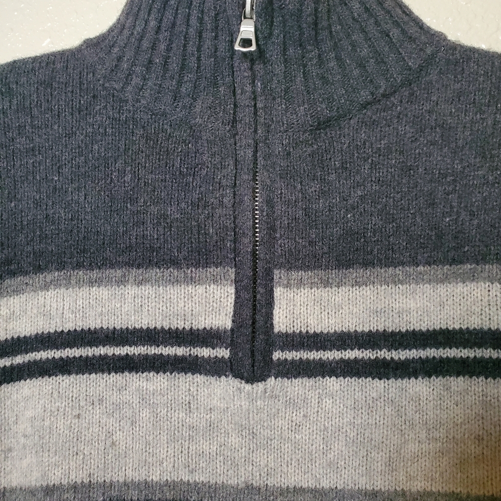 100% Wool Grey Quarter Zip Pullover - image 2